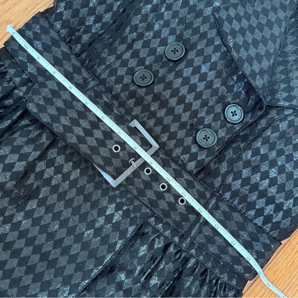 Candie's Britney Collection Harlequin Print Black Belted Peacoat Size Medium - Picture 6 of 9